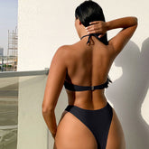 High Cut Thong Cutout Halter Monokini Brazilian One Piece Swimsuit